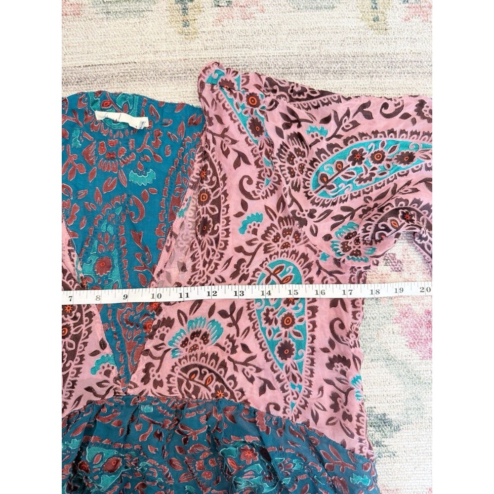 Anthropologie Womens Velvet‎ Burnout Boho Paisly Top Size Small Indie Silk Blend - Picture 4 of 7